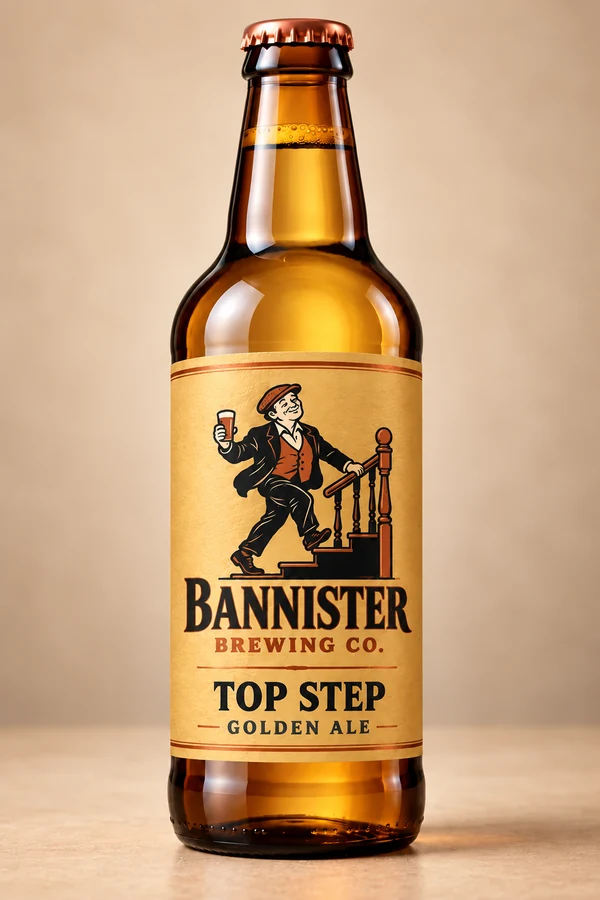 Top Step Golden Ale bottle artwork