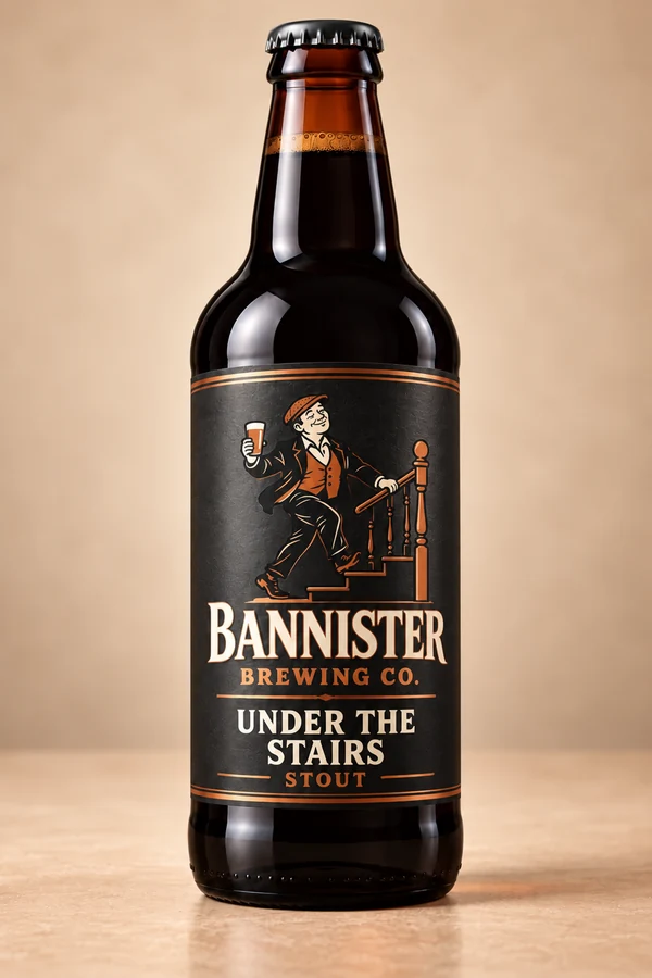Under the Stairs Oatmeal Stout bottle artwork